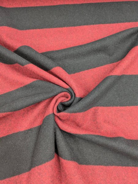 画像7: 生地： ツイード太ボーダー柄ウール（赤／黒） (7)
