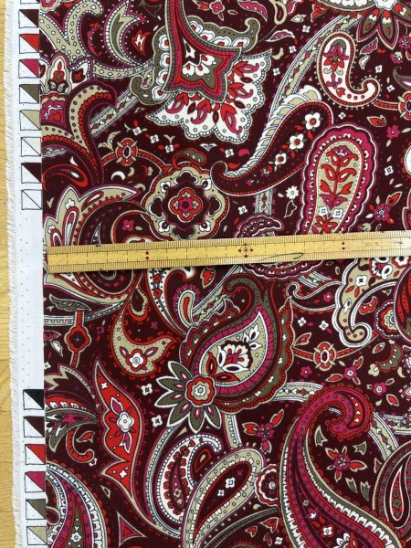 画像3: 生地:ポリエステル100%ペイズリー柄プリント(赤系) (3)