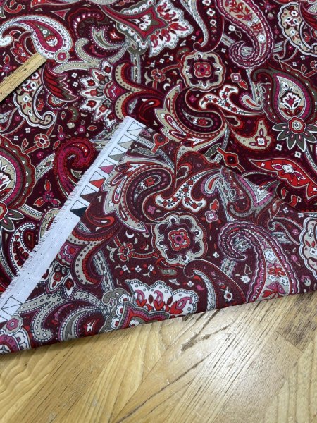 画像4: 生地:ポリエステル100%ペイズリー柄プリント(赤系) (4)