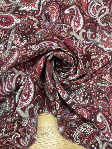 画像7: 生地:ポリエステル100%ペイズリー柄プリント(赤系) (7)