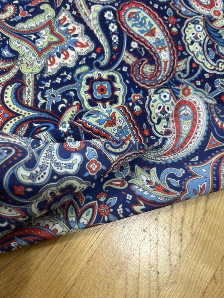 画像5: 生地:ポリエステル100%ペイズリー柄プリント(青系) (5)