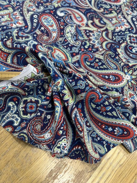 画像6: 生地:ポリエステル100%ペイズリー柄プリント(青系) (6)