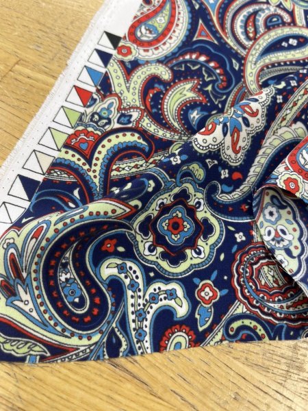 画像8: 生地:ポリエステル100%ペイズリー柄プリント(青系) (8)
