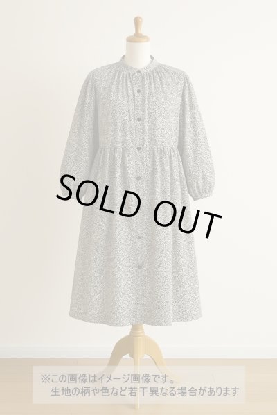 画像1: 生地：ポリエステル100％二越ちりめん豆小花（白地×黒） (1)