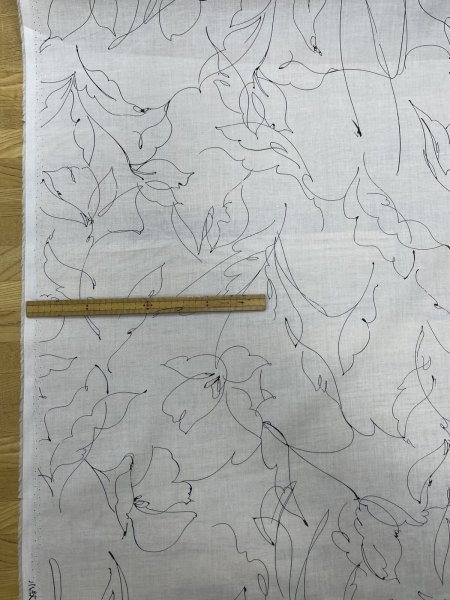 画像2: 生地：綿60ローンシルクソフトプリント（白地×黒ライン） (2)