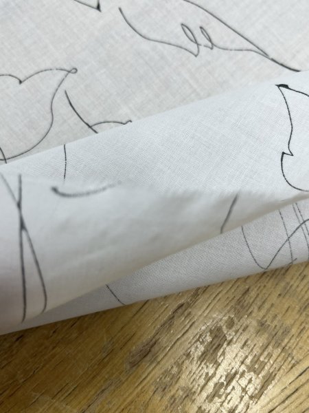 画像5: 生地：綿60ローンシルクソフトプリント（白地×黒ライン） (5)