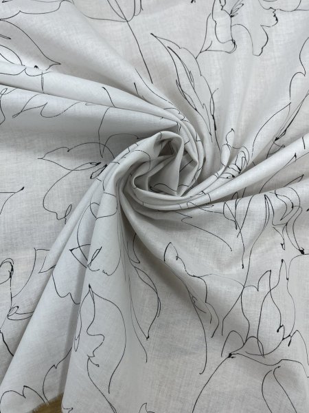 画像7: 生地：綿60ローンシルクソフトプリント（白地×黒ライン） (7)