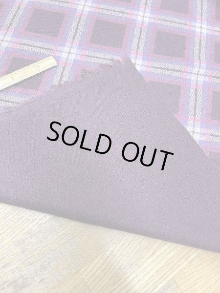 画像4: 生地：チェック柄プリントアクリルニット（エンジ×パープル） (4)