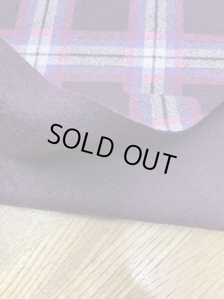 画像5: 生地：チェック柄プリントアクリルニット（エンジ×パープル） (5)