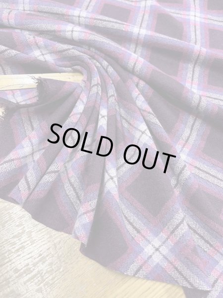 画像6: 生地：チェック柄プリントアクリルニット（エンジ×パープル） (6)