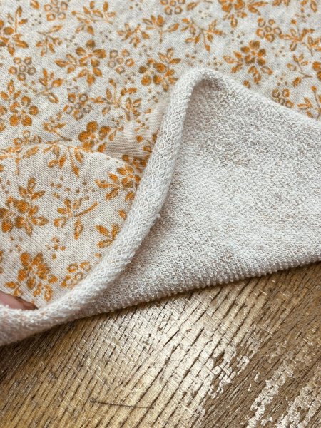 画像5: 生地：花柄プリントミニ裏毛ニット（ベージュ×オレンジ） (5)
