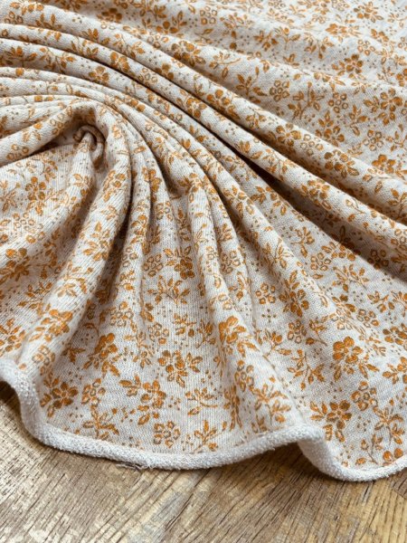 画像6: 生地：花柄プリントミニ裏毛ニット（ベージュ×オレンジ） (6)
