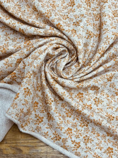 画像7: 生地：花柄プリントミニ裏毛ニット（ベージュ×オレンジ） (7)