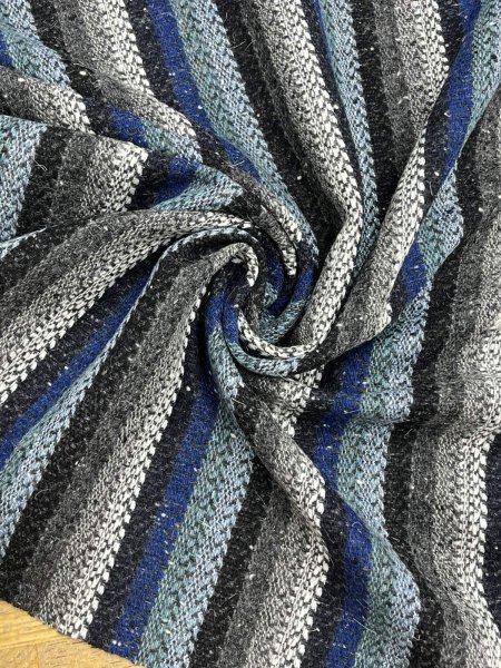 画像7: 生地： ネイティブ柄ストライプウール（ブルー系） (7)