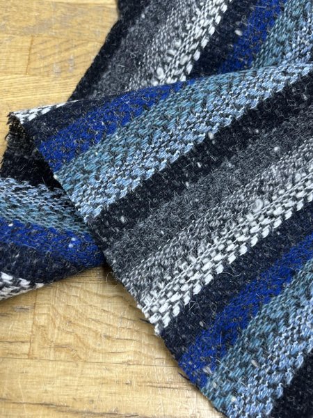 画像8: 生地： ネイティブ柄ストライプウール（ブルー系） (8)