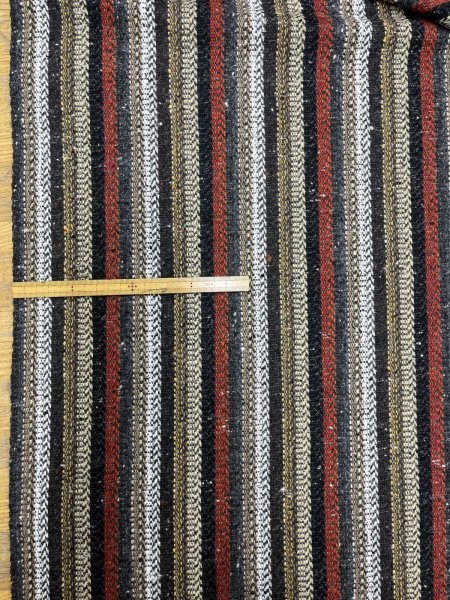 画像2: 生地： ネイティブ柄ストライプウール（レッド系） (2)