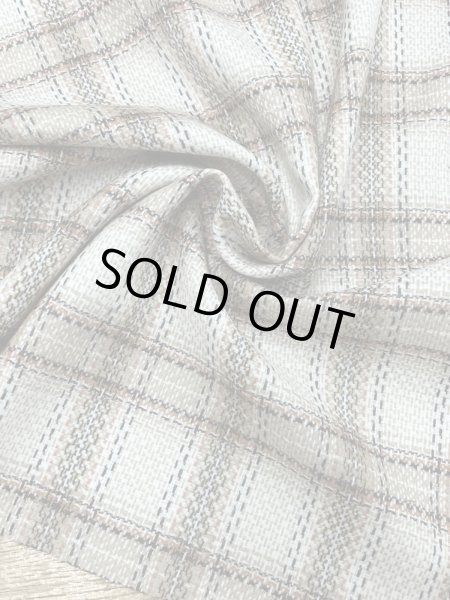 画像7: 生地： ゆる編みチェック柄ウール（ベージュ×茶） (7)