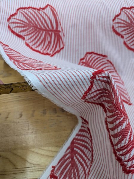画像5: 生地：ストライプ×リーフ柄カットジャガード（白×赤） (5)