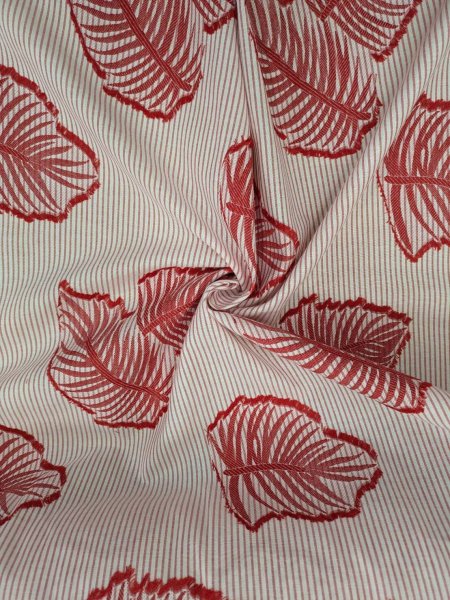 画像7: 生地：ストライプ×リーフ柄カットジャガード（白×赤） (7)