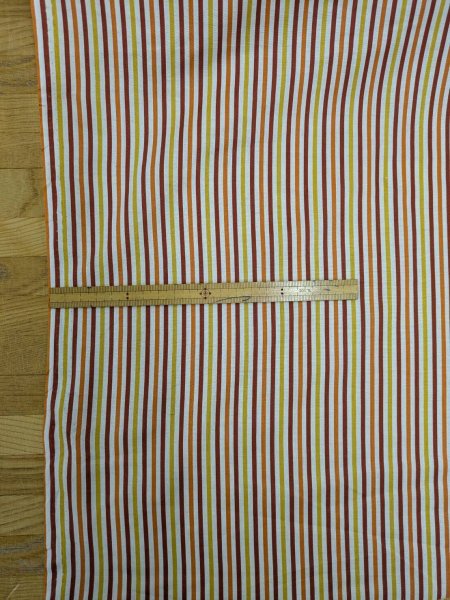 画像2: 生地：綿100％マルチストライプ柄プリント（白地×黄赤オレンジ） (2)