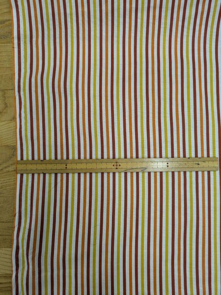 画像3: 生地：綿100％マルチストライプ柄プリント（白地×黄赤オレンジ） (3)
