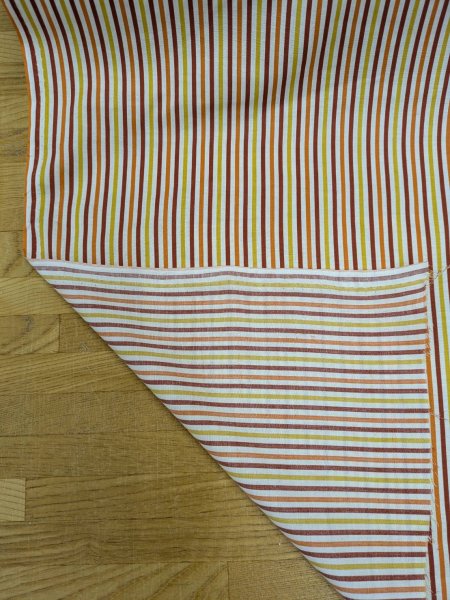 画像4: 生地：綿100％マルチストライプ柄プリント（白地×黄赤オレンジ） (4)