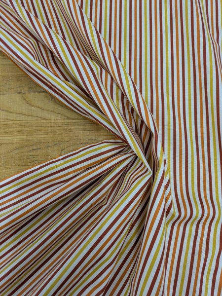 画像7: 生地：綿100％マルチストライプ柄プリント（白地×黄赤オレンジ） (7)