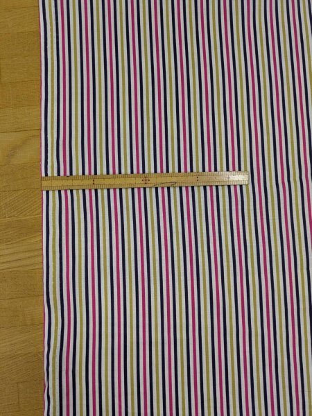 画像2: 生地：綿100％マルチストライプ柄プリント（白地×黄青ピンク） (2)