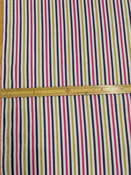 画像3: 生地：綿100％マルチストライプ柄プリント（白地×黄青ピンク） (3)