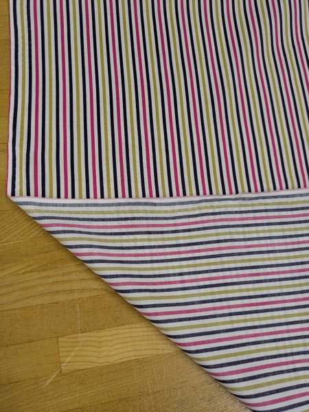 画像4: 生地：綿100％マルチストライプ柄プリント（白地×黄青ピンク） (4)