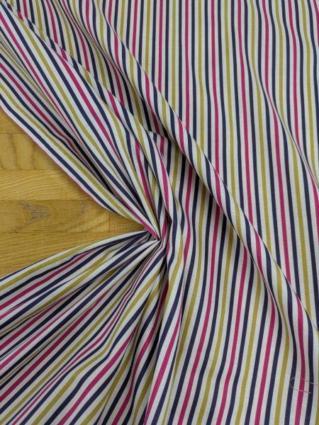 画像6: 生地：綿100％マルチストライプ柄プリント（白地×黄青ピンク） (6)