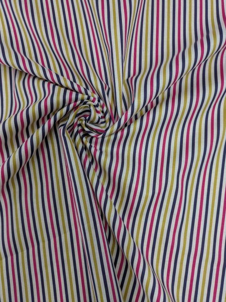 画像7: 生地：綿100％マルチストライプ柄プリント（白地×黄青ピンク） (7)