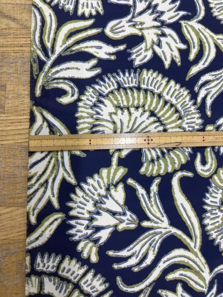 画像3: 生地：ポリエステル100％オリエンタルプリント（紺／白・緑） (3)
