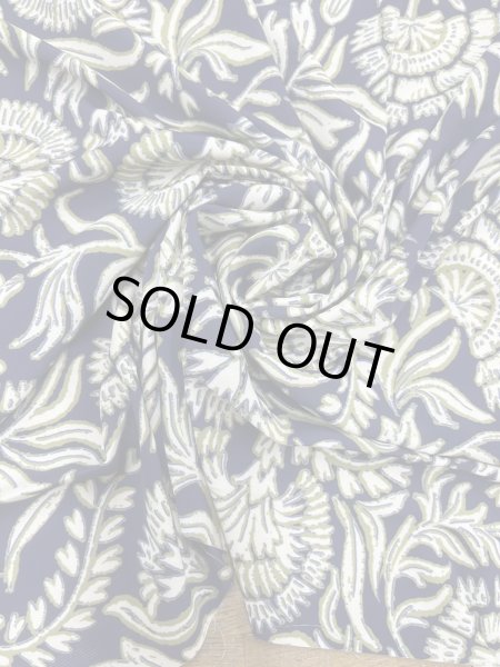 画像6: 生地：ポリエステル100％オリエンタルプリント（紺／白・緑） (6)