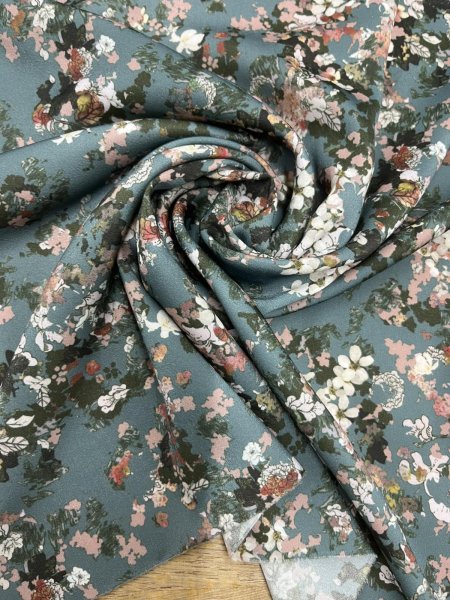 画像7: 生地：花柄リアルプリント（グリーン） (7)