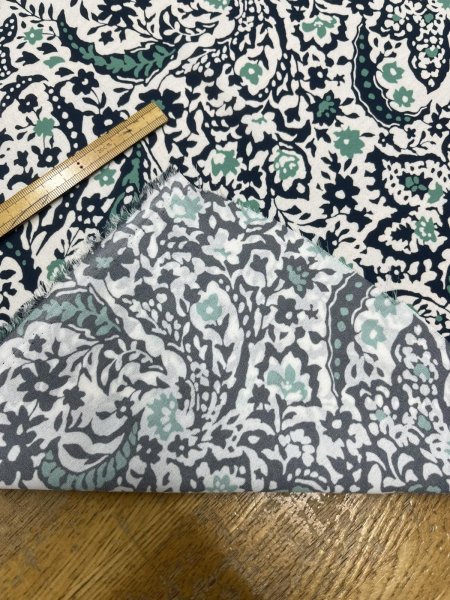 画像4: 生地：ポリエステル100％プリント（白地×紺・緑） (4)