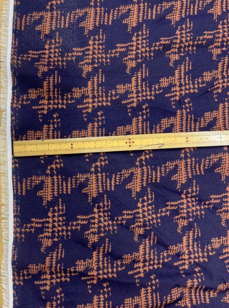 画像4: 生地：ポリエステル100％千鳥格子プリント（ネイビー／オレンジ） (4)