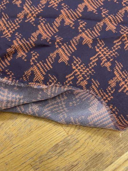 画像6: 生地：ポリエステル100％千鳥格子プリント（ネイビー／オレンジ） (6)