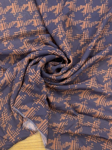 画像8: 生地：ポリエステル100％千鳥格子プリント（ネイビー／オレンジ） (8)