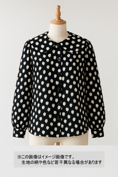 画像1: 生地：レーヨンプリント（黒／白） (1)