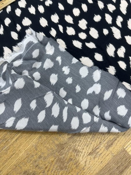 画像4: 生地：レーヨンプリント（黒／白） (4)