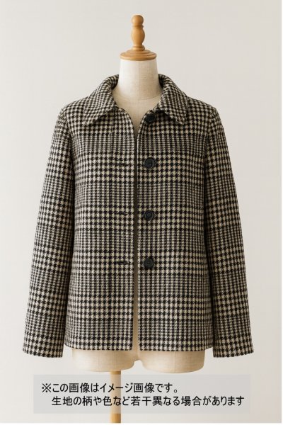 生地：千鳥格子柄 ウールポリエステル（ベージュ×茶） - 日暮里繊維街
