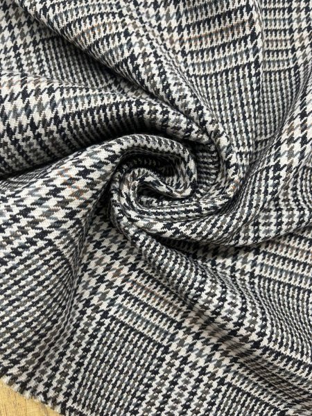 画像6: 生地：千鳥格子柄 ウールポリエステル（ベージュ×茶） (6)