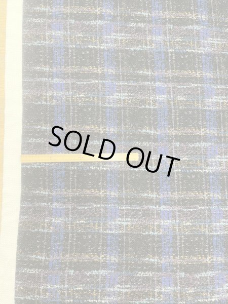 画像2: 生地：ポリエステル100％手描き風チェック柄プリントニット（ネイビー系） (2)