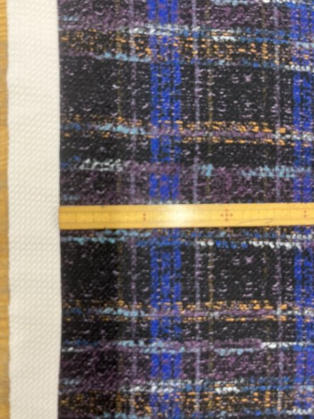 画像3: 生地：ポリエステル100％手描き風チェック柄プリントニット（ネイビー系） (3)