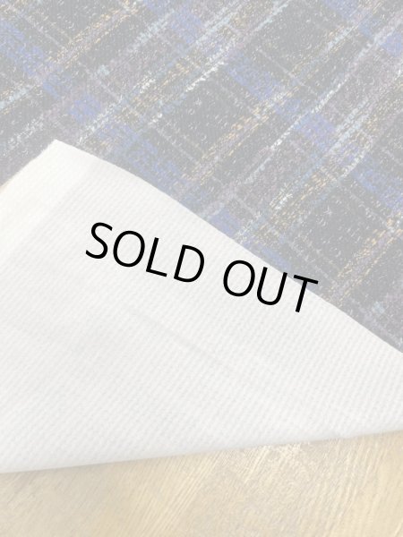 画像4: 生地：ポリエステル100％手描き風チェック柄プリントニット（ネイビー系） (4)