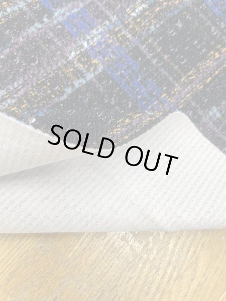 画像5: 生地：ポリエステル100％手描き風チェック柄プリントニット（ネイビー系） (5)