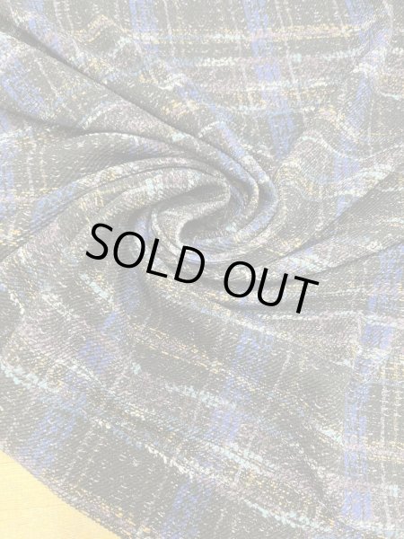 画像7: 生地：ポリエステル100％手描き風チェック柄プリントニット（ネイビー系） (7)