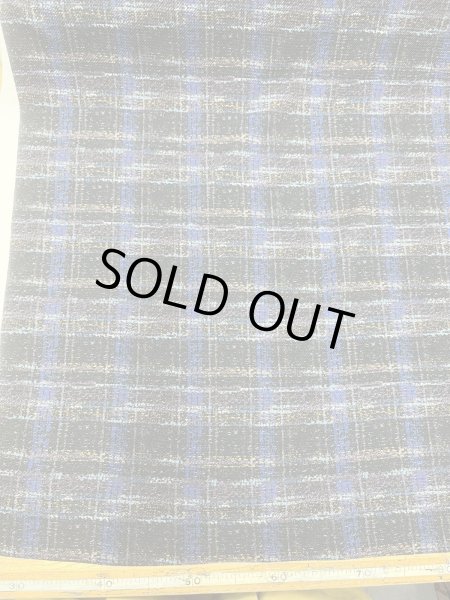 画像8: 生地：ポリエステル100％手描き風チェック柄プリントニット（ネイビー系） (8)