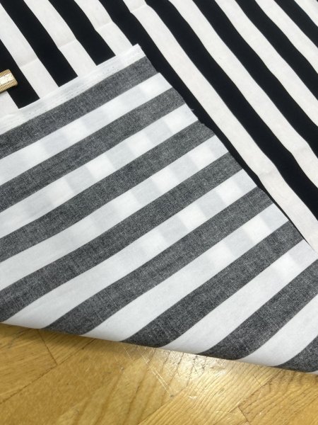 画像4: 生地：綿100％ストライププリント（白地×黒） (4)